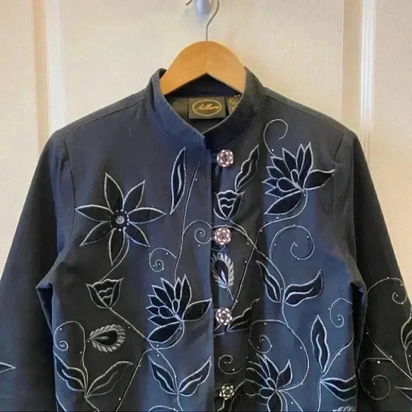 Allure Blazer Beaded Embroidered Button Front Jacket Black Size  Small - Picture 8 of 15